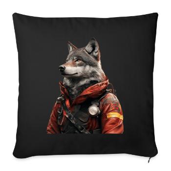 Wolf - Sofakissenbezug 45 x 45 cm - Schwarz - Vorne