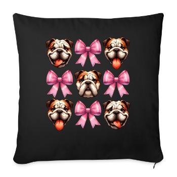 Coquette Bow Bulldog Dog Mom Pink - Sofa pillowcase 17,3'' x 17,3'' (45 x 45 cm) - black - Front