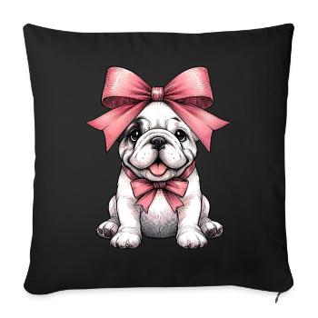 Coquette Bow Bulldog Chien Maman Rose - Housse de coussin décorative 45 x 45 cm - noir - Devant