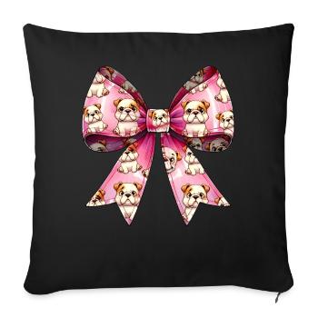 Coquette Bow Bulldog Dog Mom Pattern Pink - Sofa pillowcase 17,3'' x 17,3'' (45 x 45 cm) - black - Front