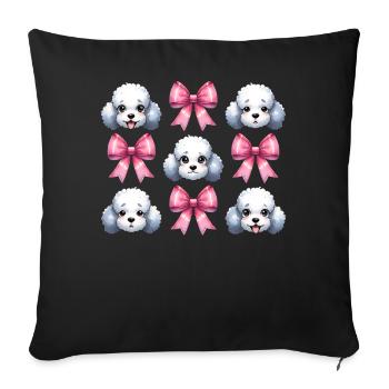 Coquette Bow Poodle Dog Mom Pink Bow - Sofa pillowcase 17,3'' x 17,3'' (45 x 45 cm) - black - Front
