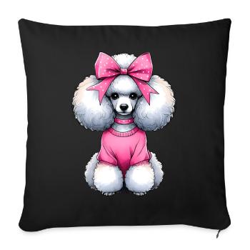 Coquette Bow Poodle Dog Mom Pink Bow - Sofa pillowcase 17,3'' x 17,3'' (45 x 45 cm) - black - Front