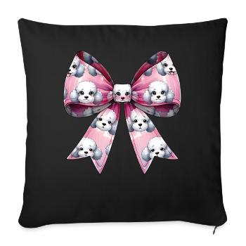 Coquette Bow Poodle Dog Mom Pattern Pink - Sofa pillowcase 17,3'' x 17,3'' (45 x 45 cm) - black - Front