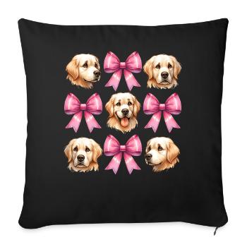 Coquette Bow Golden Retriever Chien Maman Rose - Housse de coussin décorative 45 x 45 cm - noir - Devant