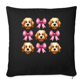 Coquette Bow Golden Doodle Chien Goldendoodle - Housse de coussin décorative 45 x 45 cm - noir - Devant