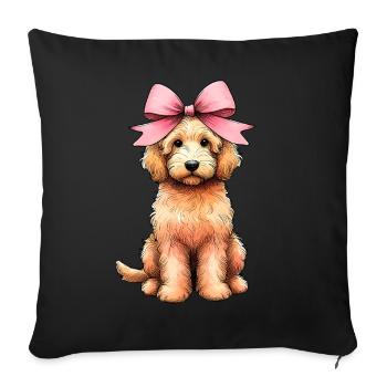 Coquette Bow Golden Doodle Chien Goldendoodle - Housse de coussin décorative 45 x 45 cm - noir - Devant