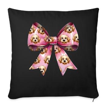 Coquette Bow Golden Doodle Chien Goldendoodle - Housse de coussin décorative 45 x 45 cm - noir - Devant