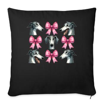Coquette Bow Greyhound Dog Mom Pink Ribbon - Sofa pillowcase 17,3'' x 17,3'' (45 x 45 cm) - black - Front
