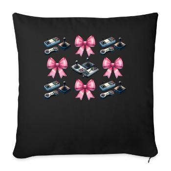 Coquette Bow Arcade Gaming Mothers Day Retro - Sofa pillowcase 17,3'' x 17,3'' (45 x 45 cm) - black - Front