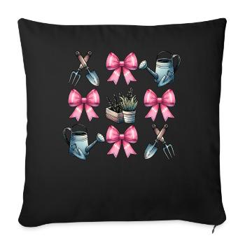 Coquette Bow Gardening Gardener Tools - Sofa pillowcase 17,3'' x 17,3'' (45 x 45 cm) - black - Front