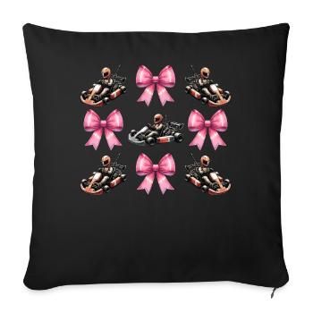 Coquette Bow Go Kart Racer Kart Fête des Mères Rose - Housse de coussin décorative 45 x 45 cm - noir - Devant