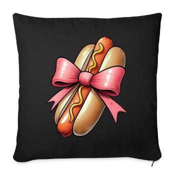 Coquette Schleife Hot Dog Hotdog Muttertag Rosa - Sofakissenbezug 45 x 45 cm - Schwarz - Vorne