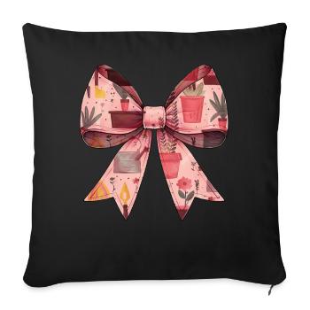 Coquette Bow Gardening Gardener Plants Pattern - Sofa pillowcase 17,3'' x 17,3'' (45 x 45 cm) - black - Front