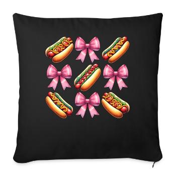 Coquette Schleife Hot Dog Hotdog Muttertag Rosa - Sofakissenbezug 45 x 45 cm - Schwarz - Vorne