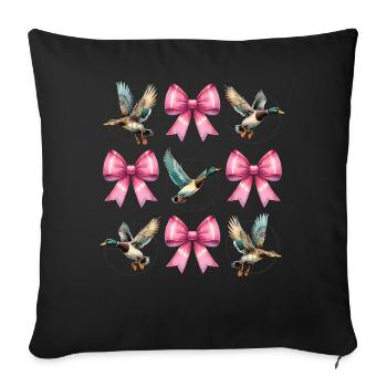 Coquette Bow Duck Hunting Hunter Pink Ribbon Mom - Sofa pillowcase 17,3'' x 17,3'' (45 x 45 cm) - black - Front