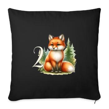 With Fox - Children's Birthday 2 Years - Sofa pillowcase 17,3'' x 17,3'' (45 x 45 cm) - black - Front