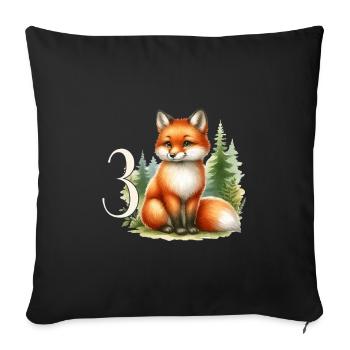 With Fox - Children's Birthday 3 Years - Sofa pillowcase 17,3'' x 17,3'' (45 x 45 cm) - black - Front