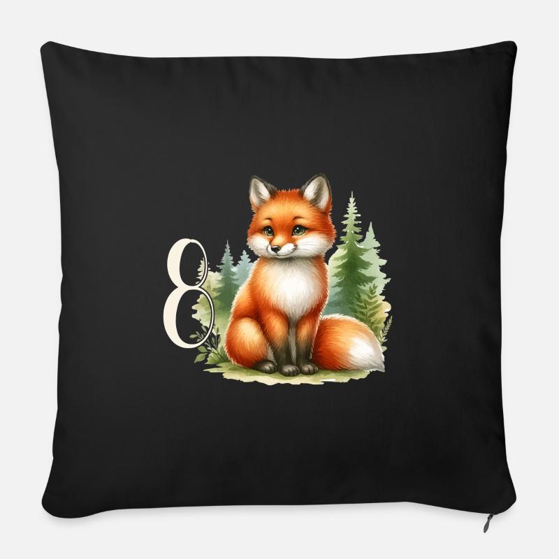 Med Fox - Børnefødselsdag 8 år - Pudebetræk 45 x 45 cm - sort