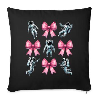 Coquette Bow Astronaut Space Pink Ribbon Mom - Sofa pillowcase 17,3'' x 17,3'' (45 x 45 cm) - black - Front