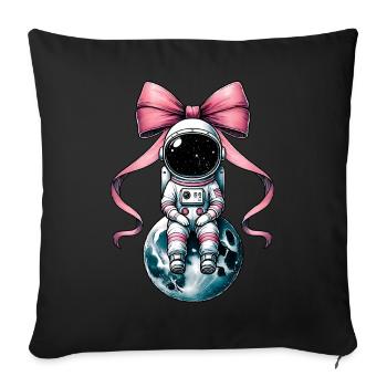 Coquette Bow Astronaut Space Pink Ribbon Mom - Sofa pillowcase 17,3'' x 17,3'' (45 x 45 cm) - black - Front