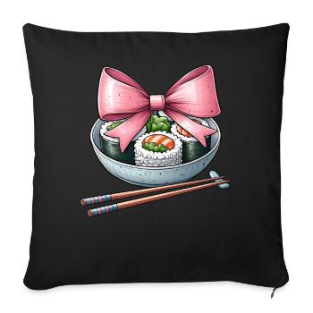 Coquette Bow Sushi Japanese Food Pink Ribbon - Sofa pillowcase 17,3'' x 17,3'' (45 x 45 cm) - black - Front