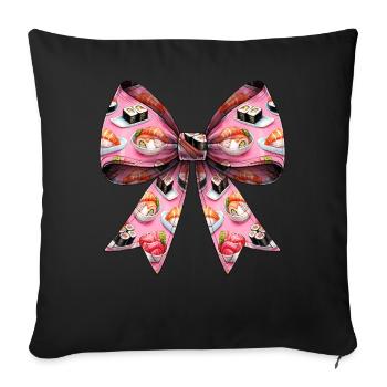 Coquette Bow Sushi Motif Cuisine Japonaise - Housse de coussin décorative 45 x 45 cm - noir - Devant