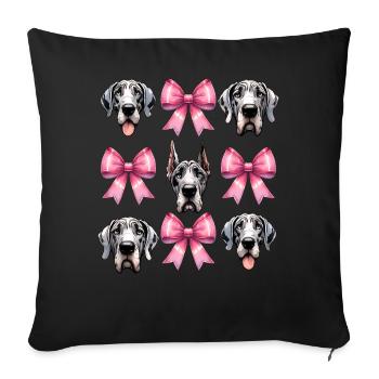 Coquette Bow Great Dane Dog Mom Pink - Sofa pillowcase 17,3'' x 17,3'' (45 x 45 cm) - black - Front