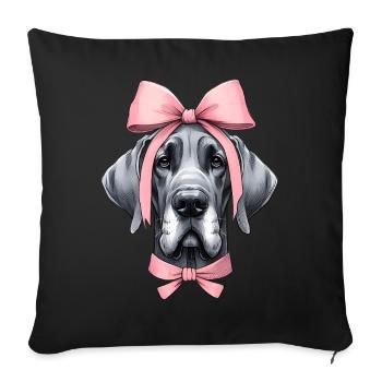 Coquette noeud Dogue Allemand Chien Maman Rose - Housse de coussin décorative 45 x 45 cm - noir - Devant
