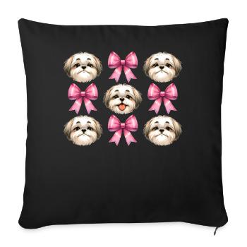 Coquette Bow Shih Tzu Dog Mom Pink Bow - Sofa pillowcase 17,3'' x 17,3'' (45 x 45 cm) - black - Front