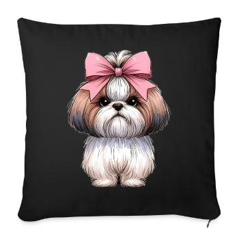 Coquette Bow Shih Tzu Dog Mom Pink Bow - Sofa pillowcase 17,3'' x 17,3'' (45 x 45 cm) - black - Front