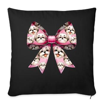 Coquette Bow Shih Tzu Dog Mom Pattern Pink - Sofa pillowcase 17,3'' x 17,3'' (45 x 45 cm) - black - Front