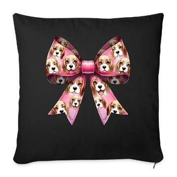 Coquette Bow Beagle Dog Mom Pattern Pink - Sofa pillowcase 17,3'' x 17,3'' (45 x 45 cm) - black - Front