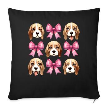 Coquette Schleife Beagle Hund Mama Rosa Band - Sofakissenbezug 45 x 45 cm - Schwarz - Vorne