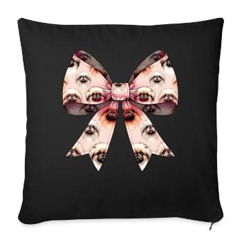 Coquette Bow Pekingese Dog Mom Pattern - Sofa pillowcase 17,3'' x 17,3'' (45 x 45 cm) - black - Front