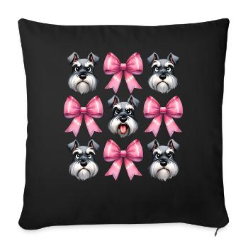 Coquette Bow Schnauzer Dog Mom Pink - Sofa pillowcase 17,3'' x 17,3'' (45 x 45 cm) - black - Front