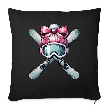 Coquette Bogen Skifahren Ski Mom Mütter Tag rosa - Sofakissenbezug 45 x 45 cm - Schwarz - Vorne