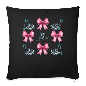 Coquette Bogen Skifahren Ski Mom Mütter Tag rosa - Sofakissenbezug 45 x 45 cm - Schwarz - Vorne