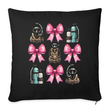 Coquette Arche Plongée Maman Plongeur Snorkel - Housse de coussin décorative 45 x 45 cm - noir - Devant