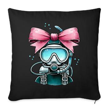 Coquette Arche Plongée Maman Plongeur Snorkel - Housse de coussin décorative 45 x 45 cm - noir - Devant