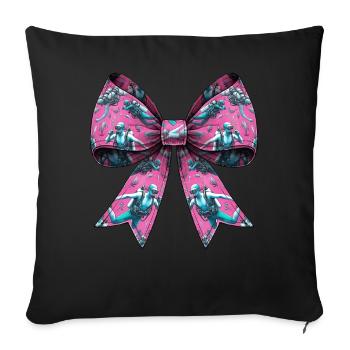 Coquette Bow Plongée Mom Diver Motif Rose - Housse de coussin décorative 45 x 45 cm - noir - Devant