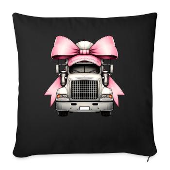 Coquette Bow Trucker Truck Driver Mom Ribbon - Sofa pillowcase 17,3'' x 17,3'' (45 x 45 cm) - black - Front