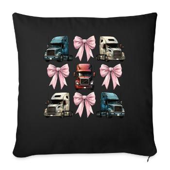 Coquette Bow Trucker Truck Driver Mom Ribbon - Sofa pillowcase 17,3'' x 17,3'' (45 x 45 cm) - black - Front