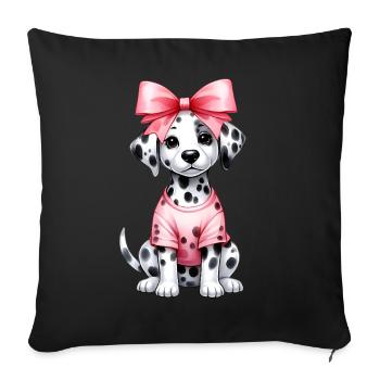 Coquette Bow Dalmatian Dog Mom Pink - Sofa pillowcase 17,3'' x 17,3'' (45 x 45 cm) - black - Front