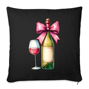 Coquette Bow Wine Drinker Pink - Sofa pillowcase 17,3'' x 17,3'' (45 x 45 cm) - black - Front