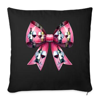 Coquette Bow Wine Drinker Pink - Sofa pillowcase 17,3'' x 17,3'' (45 x 45 cm) - black - Front