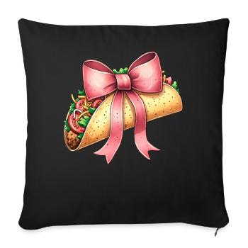 Coquette Bow Tacos Cuisine Mexicaine Ruban Rose - Housse de coussin décorative 45 x 45 cm - noir - Devant