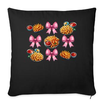 Kokette Schleife Pommes Frites Mama Muttertag - Sofakissenbezug 45 x 45 cm - Schwarz - Vorne
