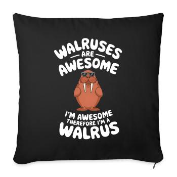 Walross - Sofakissenbezug 45 x 45 cm - Schwarz - Vorne