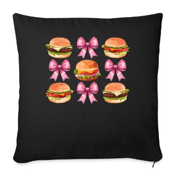 Coquette Bow Burger Hamburger Ruban Rose Maman - Housse de coussin décorative 45 x 45 cm - noir - Devant