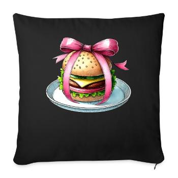 Coquette Bow Burger Hamburger Pink Ribbon Mom - Sofa pillowcase 17,3'' x 17,3'' (45 x 45 cm) - black - Front